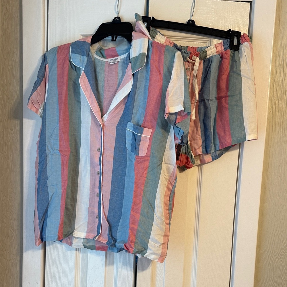Striped Button-Up Pajama Set